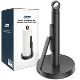 theaoo front view of black paper towel holder showing sleek stability