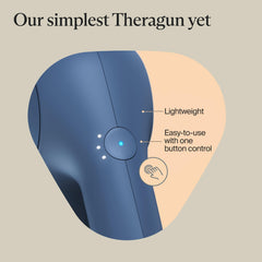 TheraGun Relief side profile displaying three-speed control for customizable intensity
