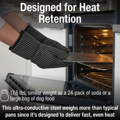 THERMICHEF plate placed on oven rack illustrating fit and even bottom heating