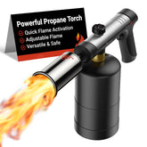 ThermoMaven torch front view showing pistol grip and silver finish for easier handling