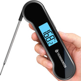 ThermoMonster front view showing compact thermometer and benefit fast readings