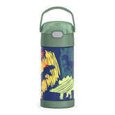 THERMOS FUNTAINER front view showing dinosaur design and compact shape for school