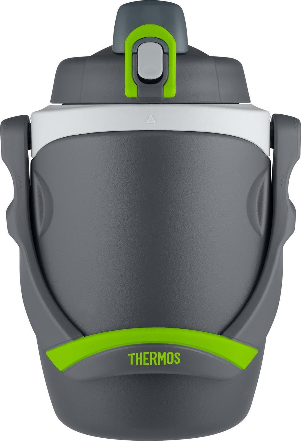 THERMOS front view showing charcoal bottle and clear labeling for reliable hydration