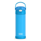 THERMOS FUNtainer front view showing electric blue finish and branding, durable and fun