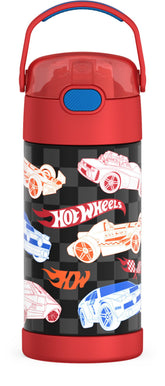 THERMOS FUNtainer front view showing Hot Wheels design and familiar branding for kid appeal