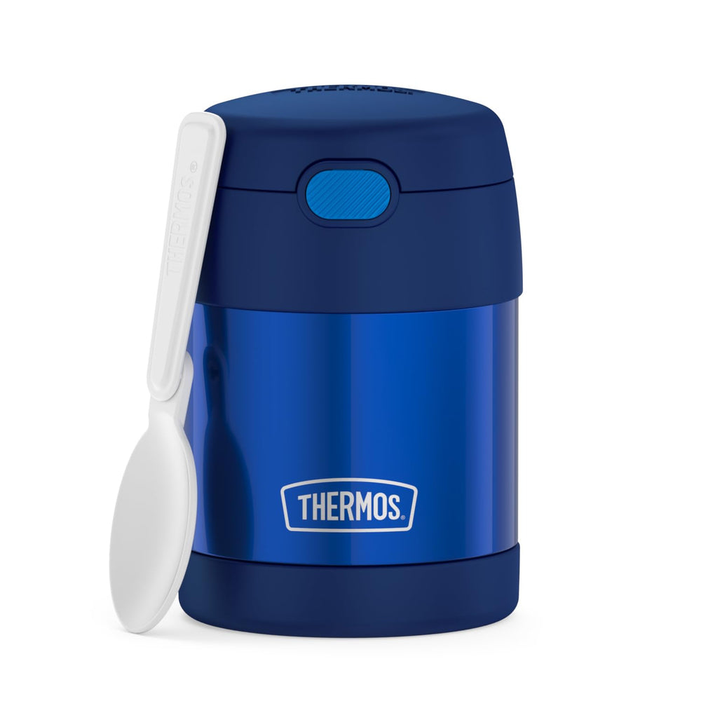 THERMOS FUNtainer front view navy showing compact, kid-friendly design and easy carry