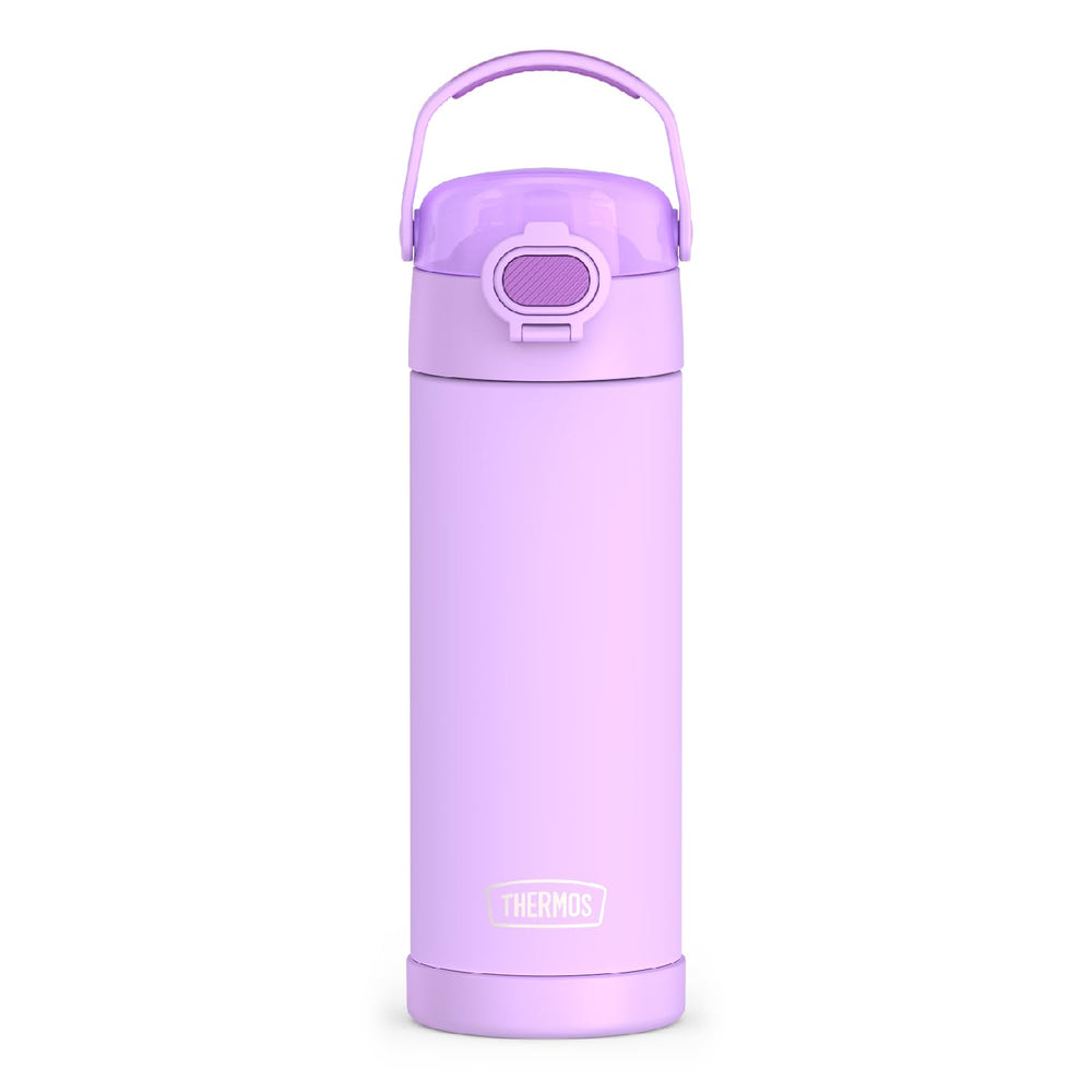 THERMOS FUNtainer front view showing neon purple bottle and clear spout for easy use
