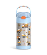 THERMOS FUNtainer front view showing colorful bottle and leak-resistant lid benefit