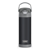 THERMOS front view showing matte charcoal finish and compact design for easy storage