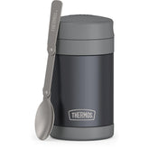 THERMOS FUNTAINER front view showing matte charcoal finish and compact size benefit