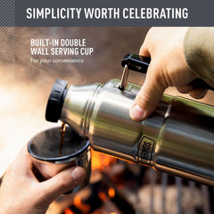 THERMOS twist-and-pour stopper detail showing spill-control benefit