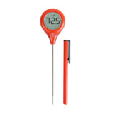 ThermoWorks ThermoPop 2 front view showing cayenne red casing and probe for quick checks