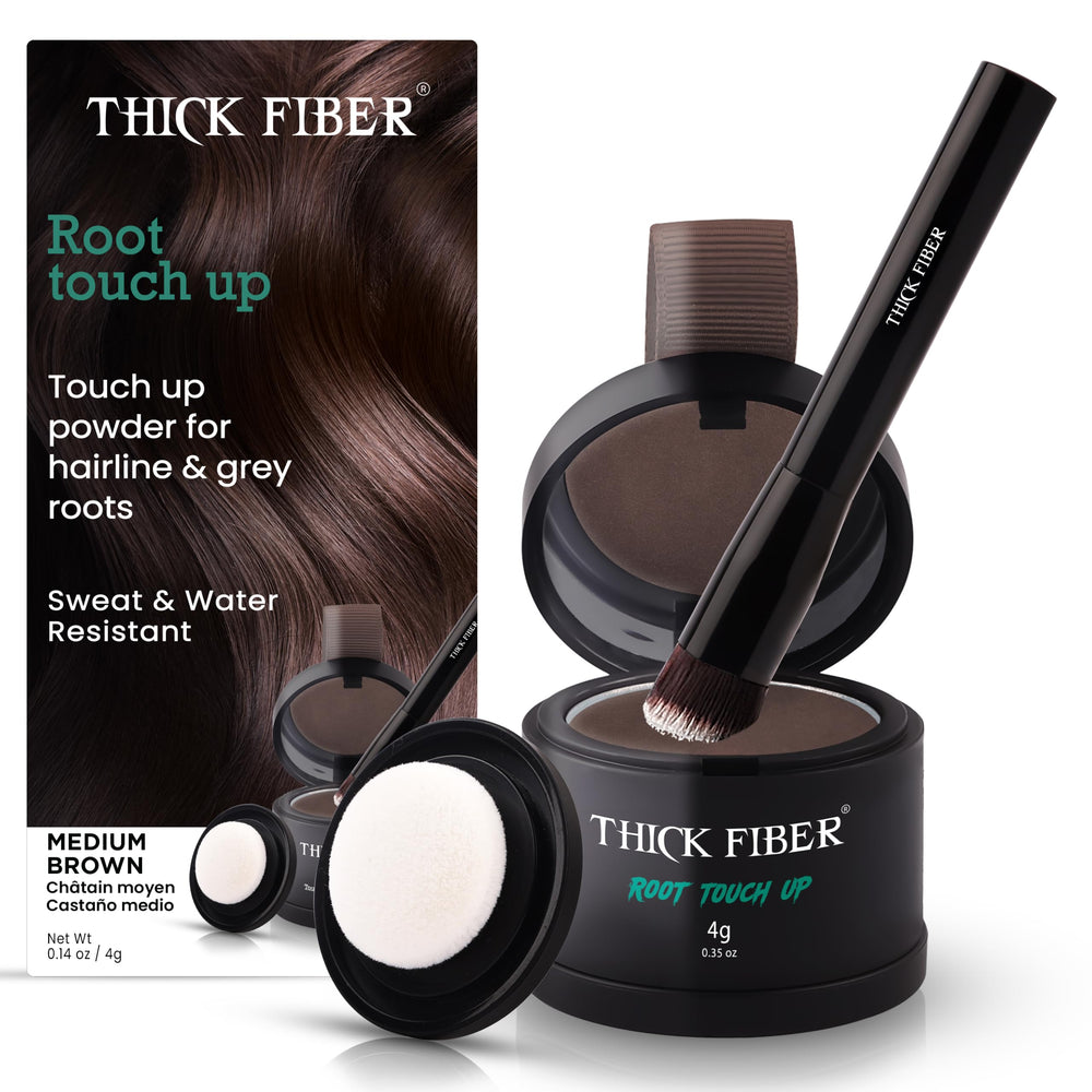 Thick Fiber front box medium brown showing kit and benefits