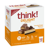 thinkThin front packaging of 12-count box showing dessert flavor appeal