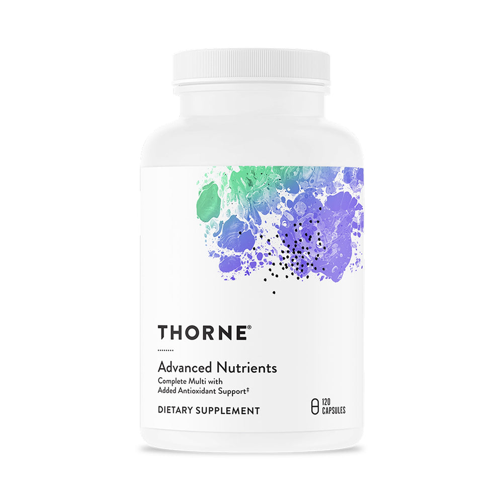THORNE bottle front packaging showing clear multivitamin branding and daily support