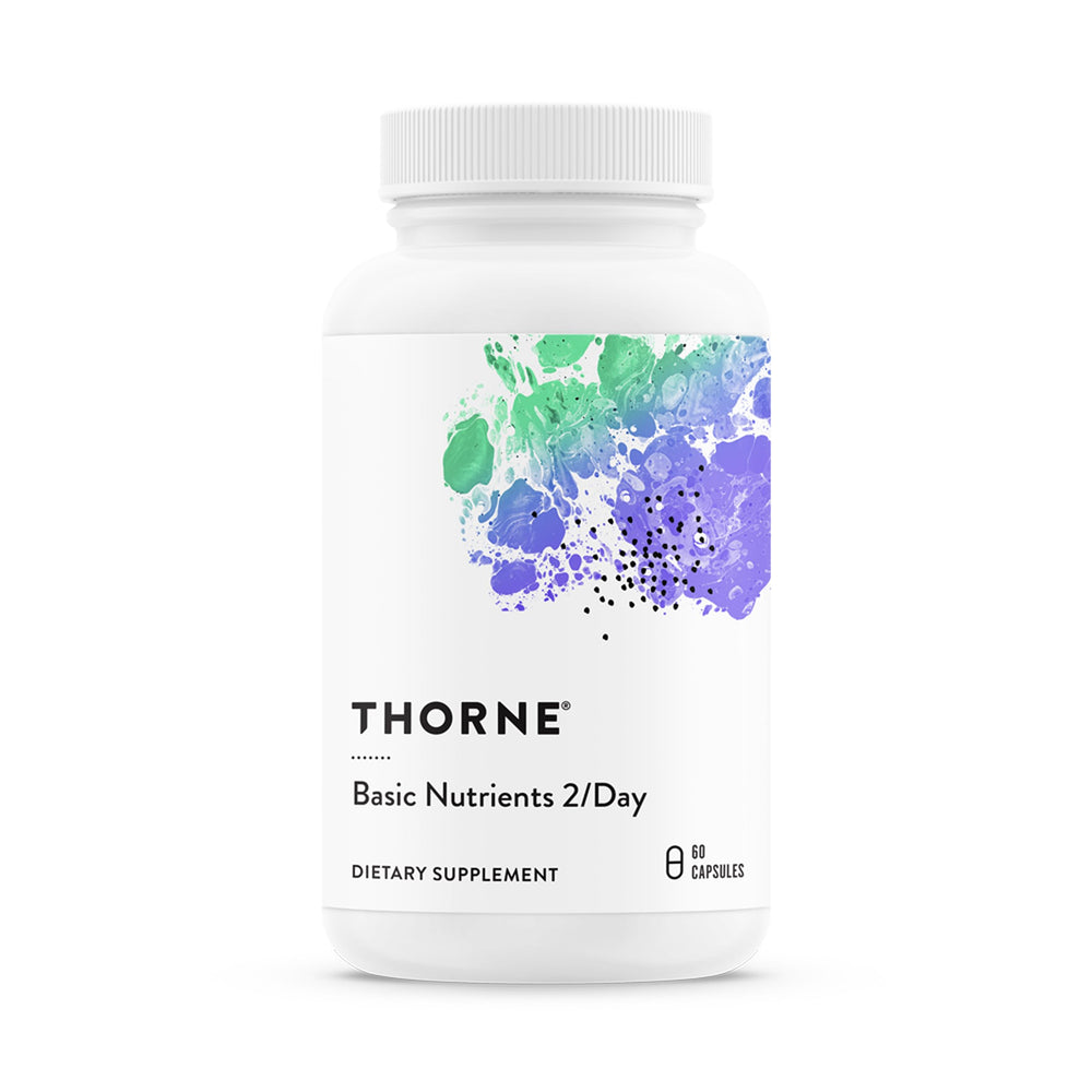 THORNE bottle front label showing product and benefits