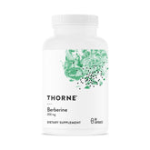 THORNE front label showing berberine 200 mg and 60 capsules, clear product benefit