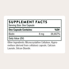 THORNE biotin capsules close-up displaying smooth capsules for easy swallowing and dosage clarity