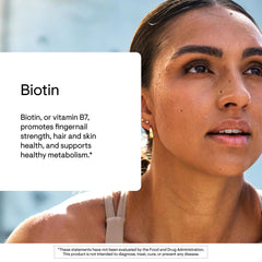 THORNE supplement facts label close view showing biotin 8 mg and third-party certification details