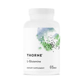 Thorne L-Glutamine front bottle view showing product benefit for gut support