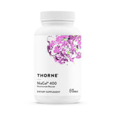 THORNE bottle front view showing NiaCel 400 packaging and clarity of label benefits