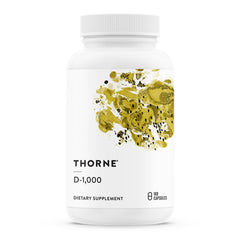 THORNE bottle front packaging showing vitamin D3 and 180 capsules benefit clarity