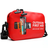 THRIAID front view of compact first aid pack showing clear cross window benefit visibility