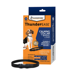 ThunderEase collar front view showing small size and easy clip, calming support
