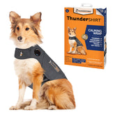 ThunderShirt large heather gray front view on table showing calming wrap benefit