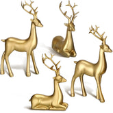 Thyle gold reindeer front group showing four-piece set for festive tabletop