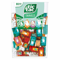 Tic Tac front carton showing 60 mini boxes and five flavors for easy stocking