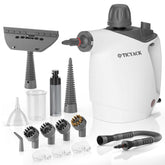 TICYACK front view showing handheld steam cleaner and tank for versatile cleaning