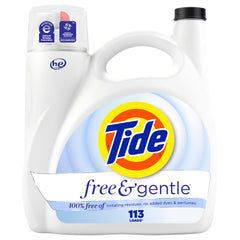 Tide Free & Gentle front bottle showing clear hypoallergenic benefit