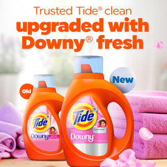 Tide bottle side view highlighting product volume and concentrated formula