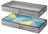 TidyCorner front view of two grey under bed storage containers showing design and size benefit