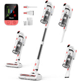 Tikom V750 front view showing sleek stick design and wall dock for easy storage