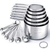 TILUCK front view of full measuring cups and spoons set shows complete kit and accurate sizes