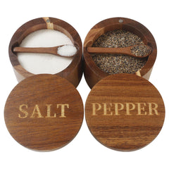 Timtopno front view of engraved salt and pepper set showing organized countertop benefit