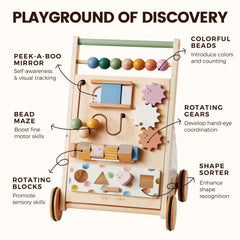 Tiny Land side profile highlighting smooth rounded wooden edges for safety