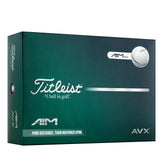 Titleist AVX AIM front view showing logo and improved aiming benefit