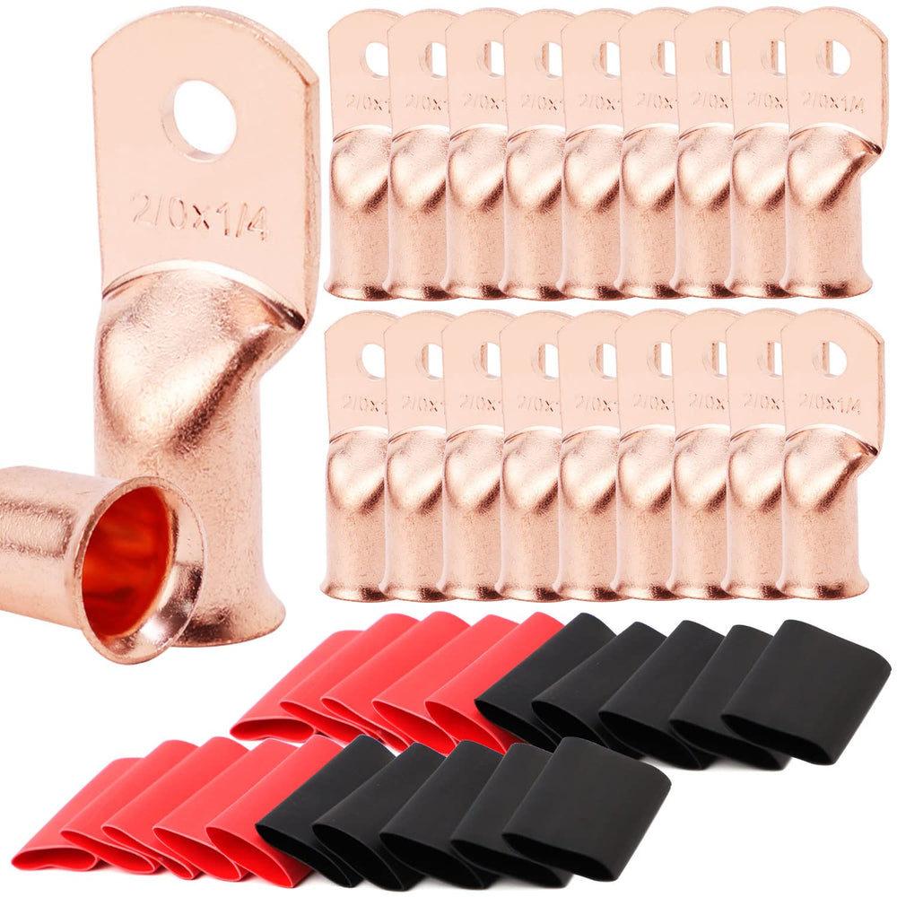 TKDMR front pack of 20 copper ring terminals and heat-shrink showing contents