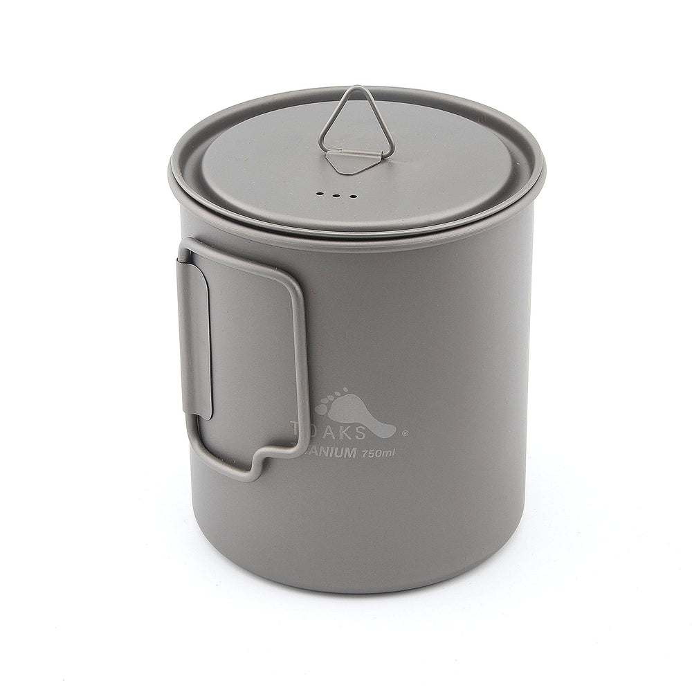 TOAKS pot front view showing compact shape and lightweight benefit