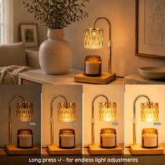 TOACSUCP adjustable-height lamp demonstrating fit for different candle sizes