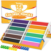 Toidgy front packaging showing 168 count and colorful pencils, ideal for classrooms