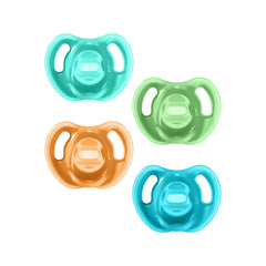 Tommee Tippee front packaging showing pack of four pacifiers and convenience