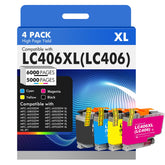 Toner H-Party front packaging showing LC406 4-pack and value benefit