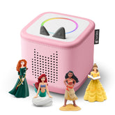 Tonies Toniebox 2 cloud pink front view showing controls and child safety benefit