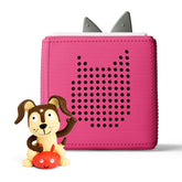 Tonies Toniebox front view in pink showing a child-friendly audio player