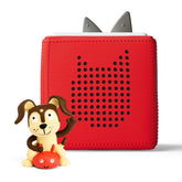 Tonies Toniebox red front view shows compact speaker and kid-friendly design