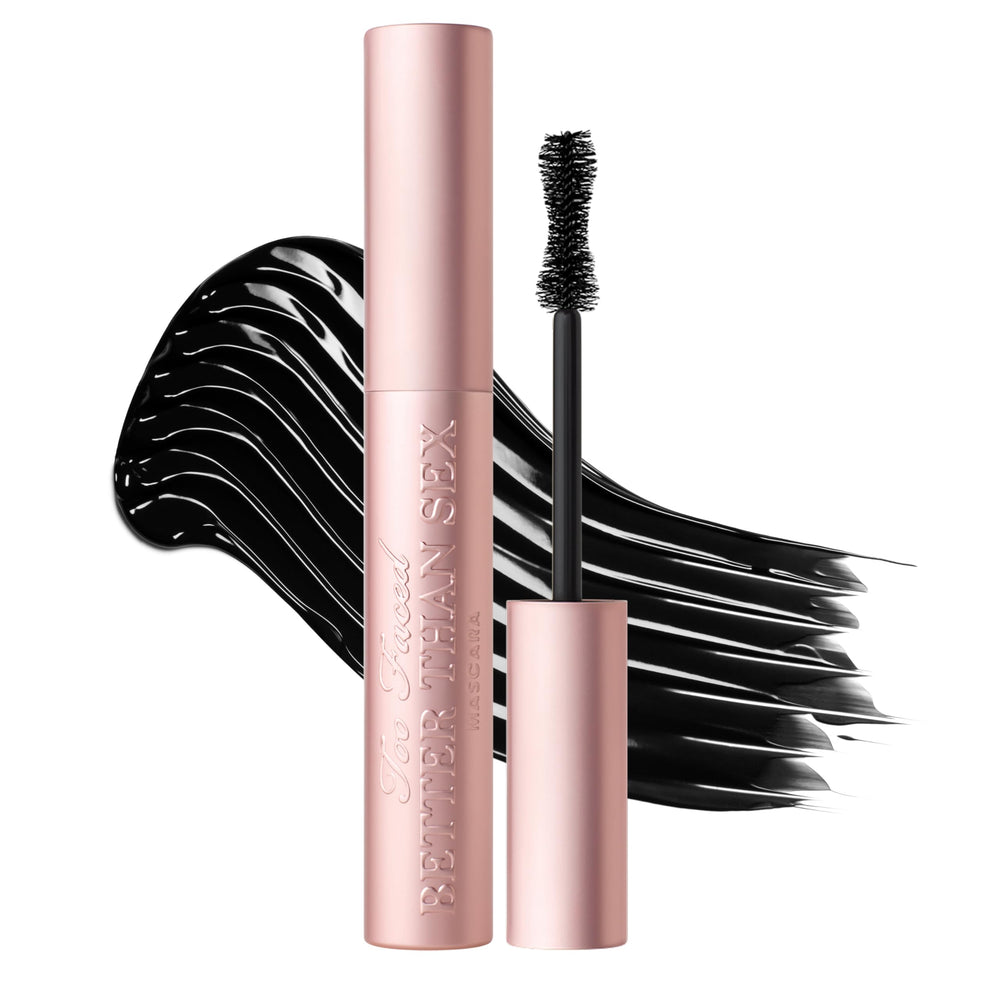 Too Faced front packaging showing tube and bold black finish benefit: travel-ready design